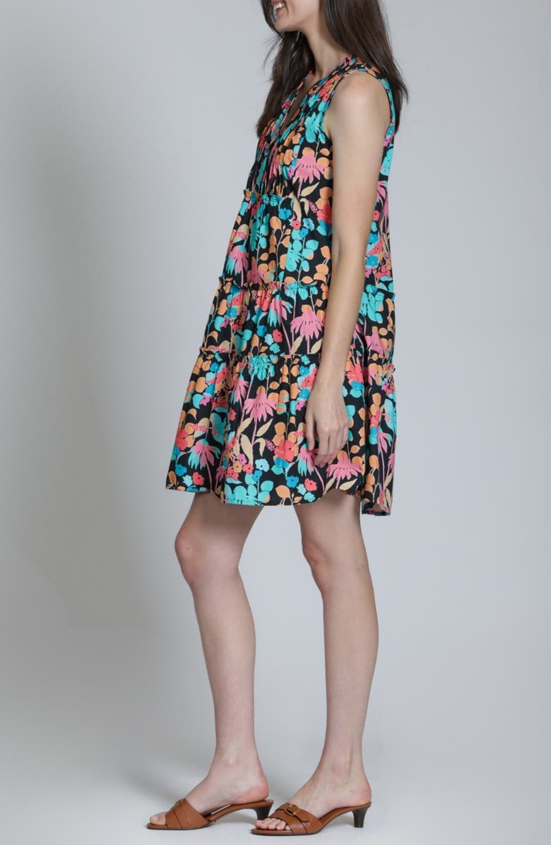 APNY Pintuck Sleeveless Cotton Dress, Alternate, color, Pink Turquoise Multi