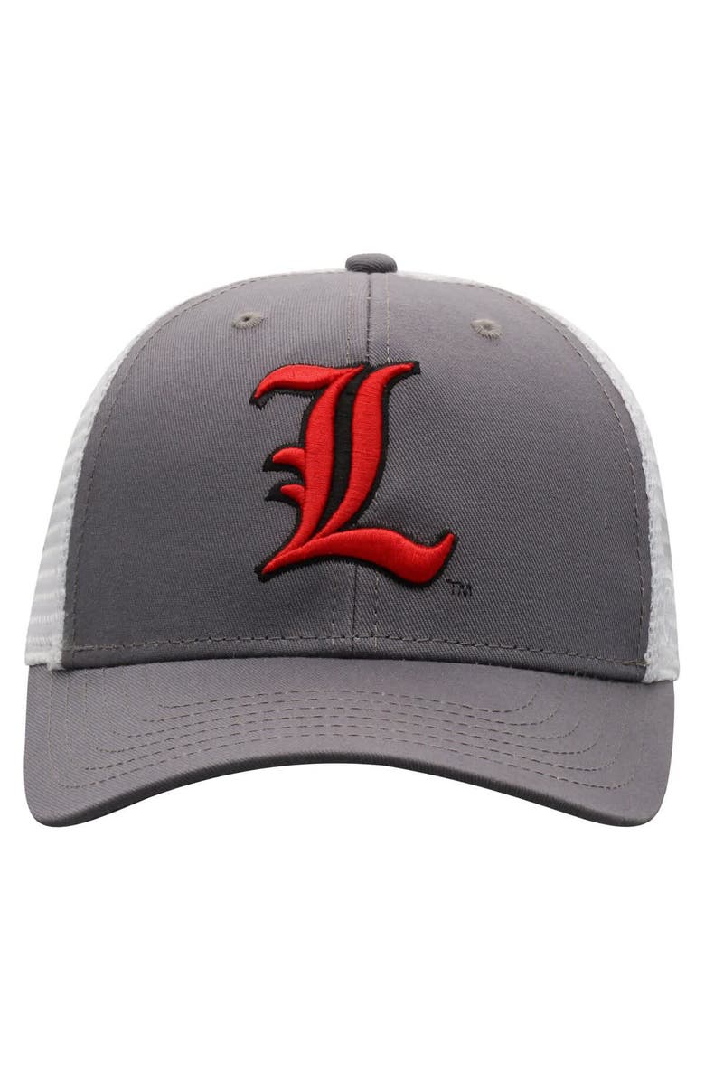 TOP OF THE WORLD Men's Top of the World Gray/White Louisville Cardinals Victory Baseline Trucker Adjustable Hat, Alternate, color, 