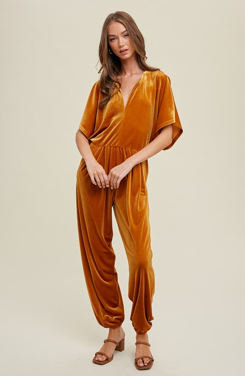 WISHLIST Dolman Sleeve Velour Jumpsuit, Alternate, color, 