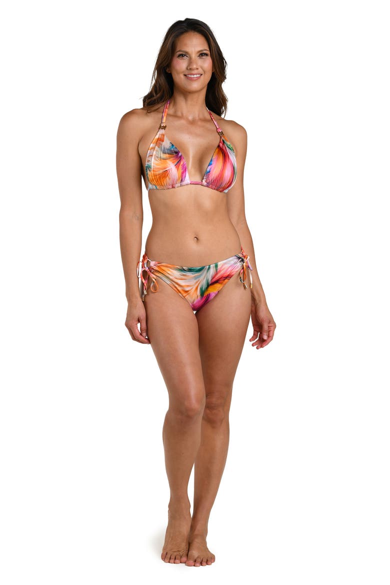 Feathered Impression Bikini Top, Alternate, color, PINK MULTI