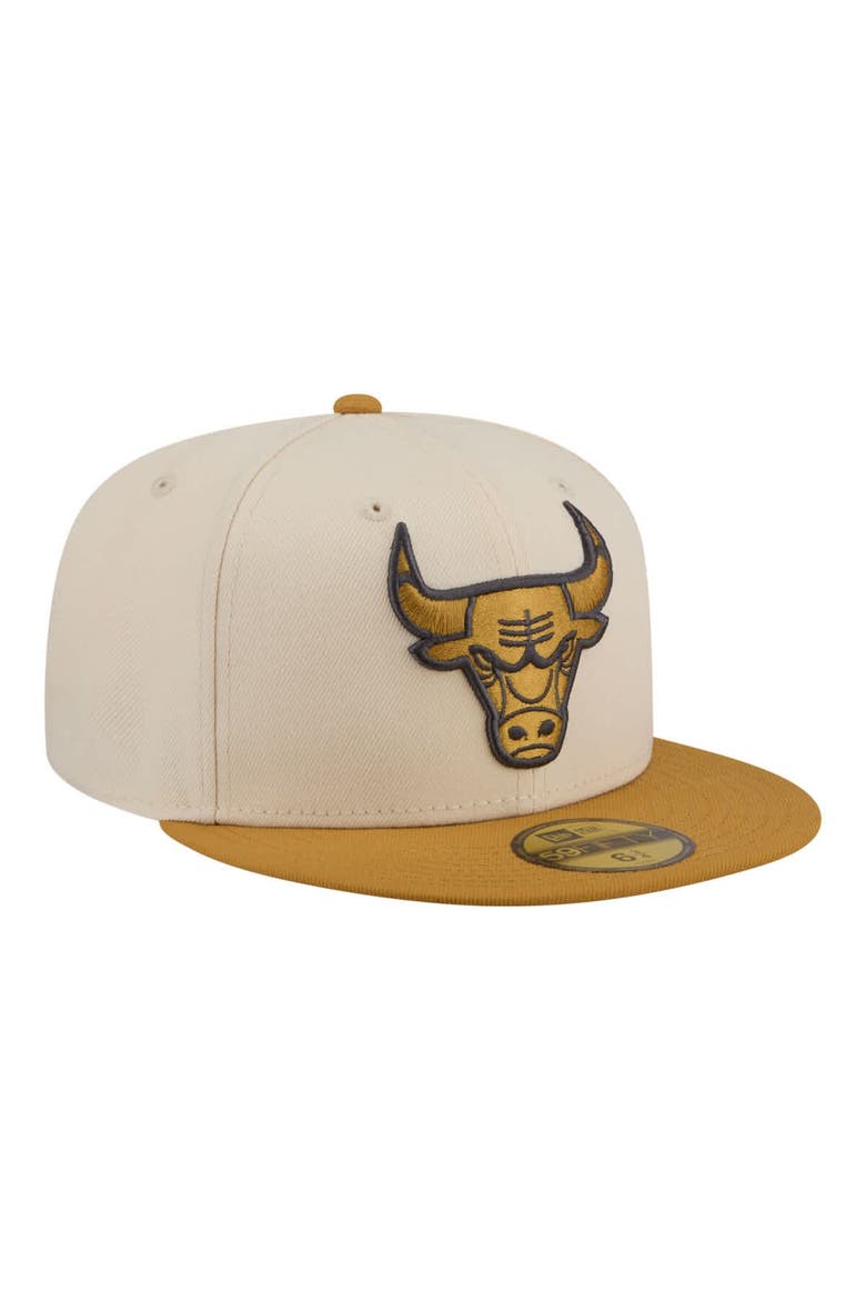 Men's New Era Cream/Tan Chicago Bulls Two-Tone Color Pack 59FIFTY Fitted Hat, Alternate, color, Cream
