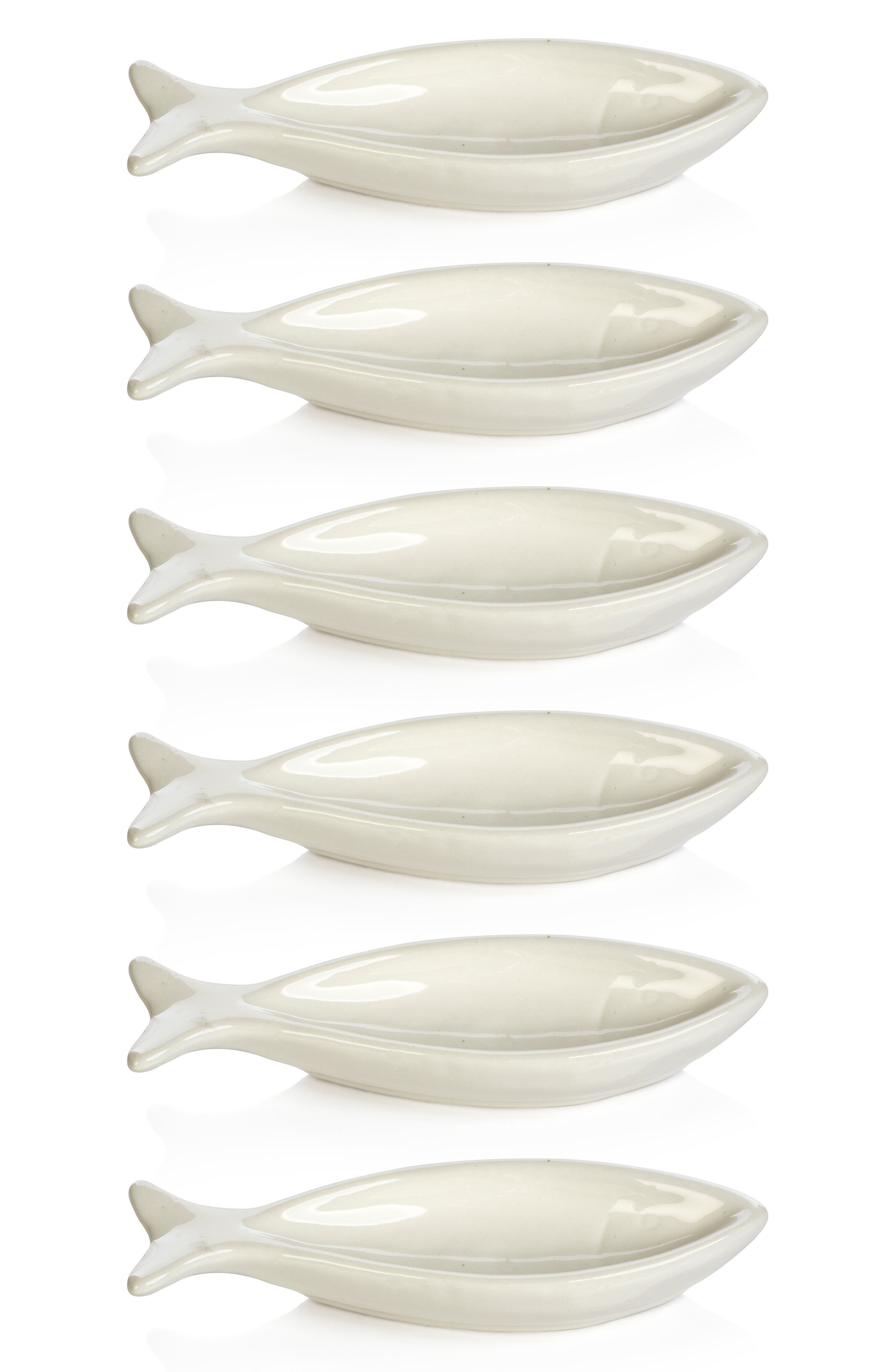 Zodax Coral Beach Set of 6 Ceramic Fish Bowls