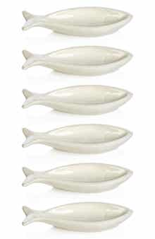 Coral Beach Set of 6 Ceramic Fish Bowls