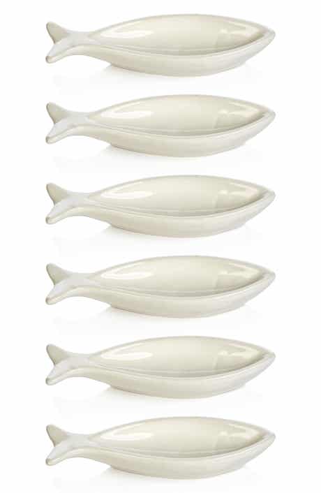 Zodax Coral Beach Set of 6 Ceramic Fish Bowls