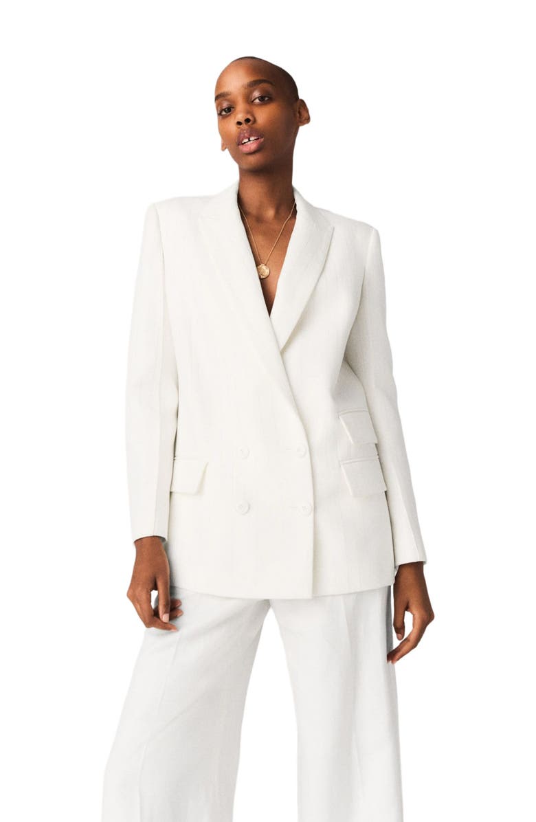 maje Double-breasted suit jacket, Main, color, White
