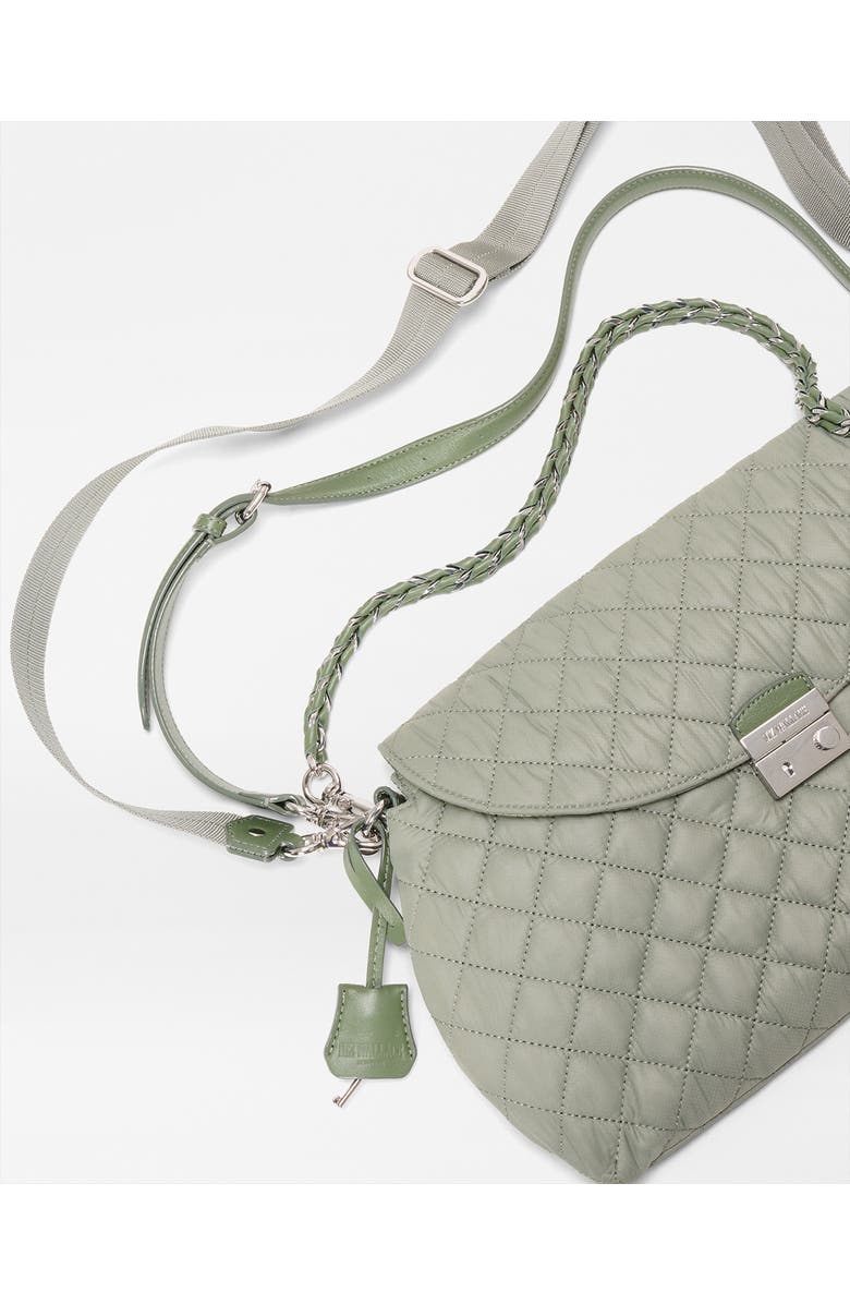 MZ Wallace Crosby Lock Quilted Nylon Shoulder Bag, Alternate, color, Agave Green