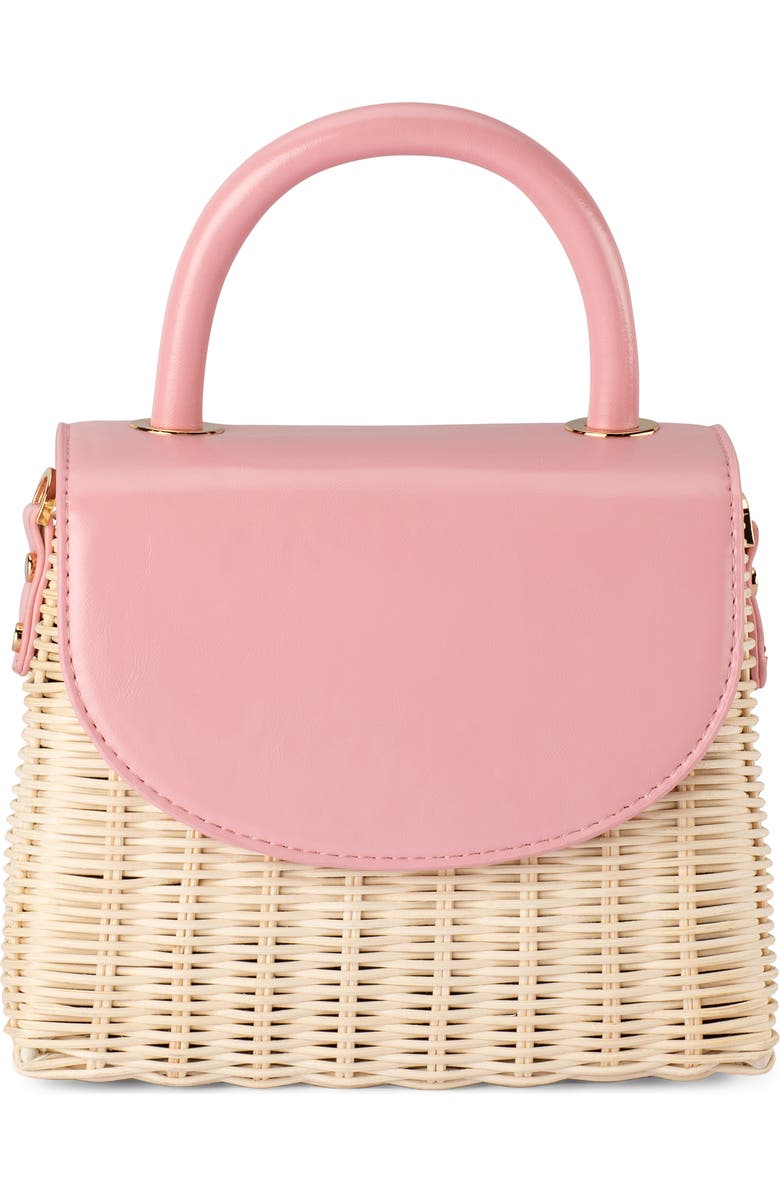 Olga Berg Elle Wicker Top Handle Bag, Main, color, Pink