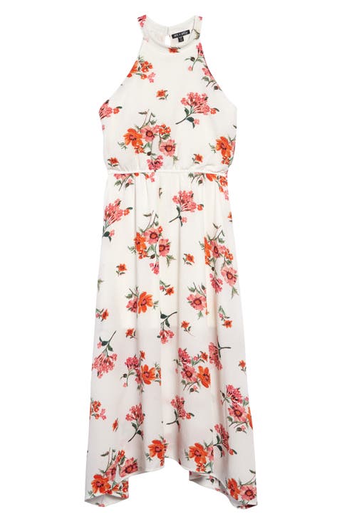 Floral Print Chiffon Maxi Dress (Big Girls)