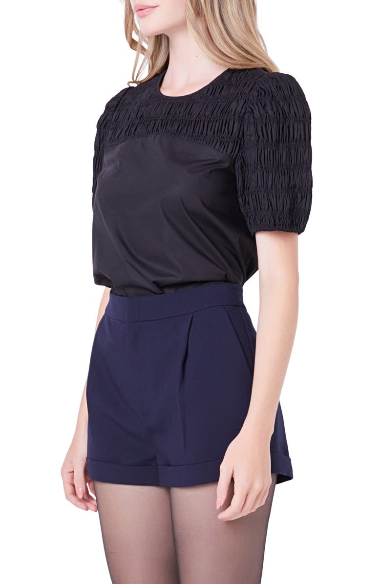 English Factory Smocked Top, Alternate, color, Black