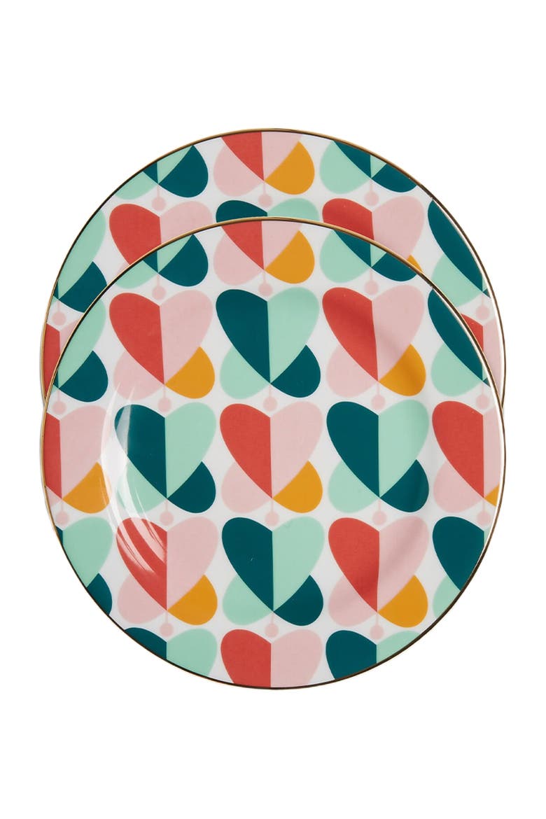 Dessert Plates Set Of 2 Farfalle Multicolor, Main, color, Farfalle Multicolor