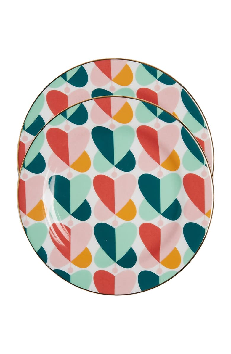 La DoubleJ Dessert Plates Set Of 2 Farfalle Multicolor, Main, color, Farfalle Multicolor