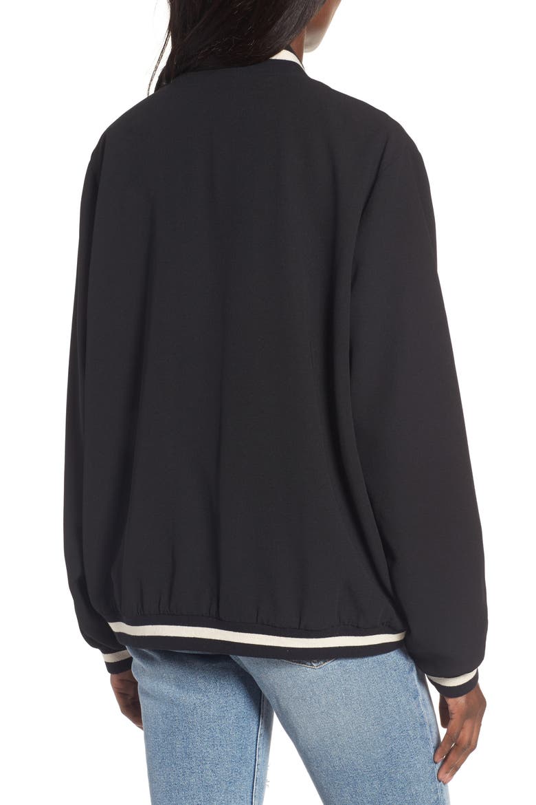 Reversible Bomber Jacket, Alternate, color, BLACK AND FLORAL