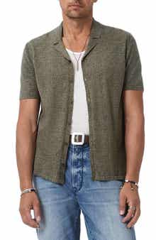 John Varvatos Nayeem Etching Print Organic Cotton Camp Shirt