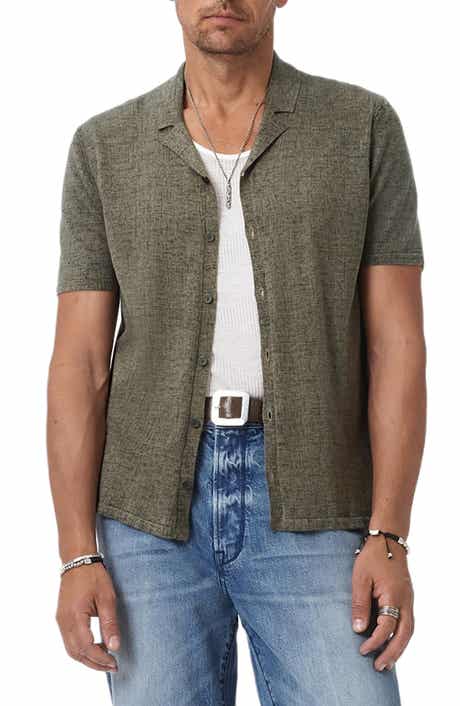 John Varvatos Nayeem Etching Print Organic Cotton Camp Shirt