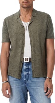 John Varvatos Nayeem Etching Print Organic Cotton Camp Shirt