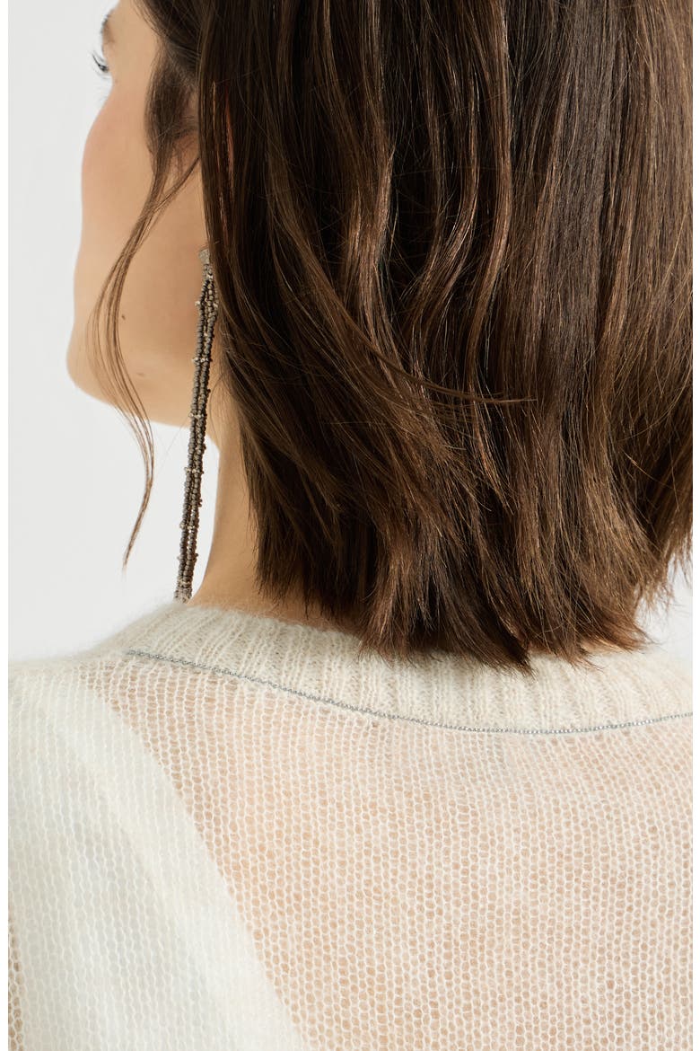 Mohair and wool sweater with monili, Alternate, color, Ivory