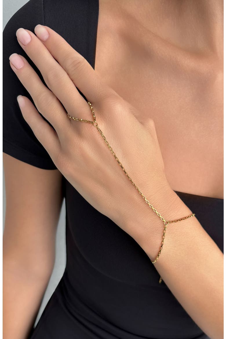 18K Gold Plated Hand Chain Bracelet, Alternate, color, GOLD