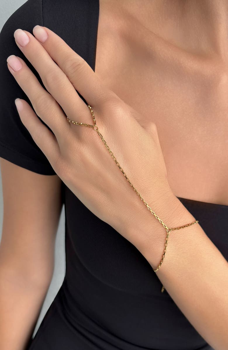 Adornia 18K Gold Plated Hand Chain Bracelet, Alternate, color, Gold