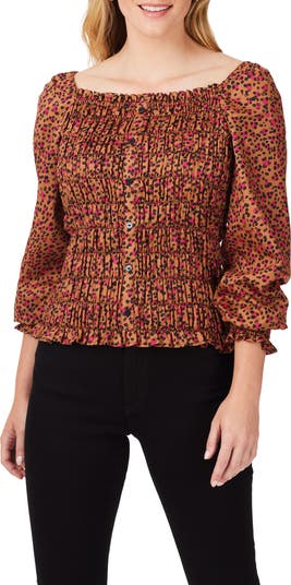 Olivia Smocked Cheetah Print Blouse