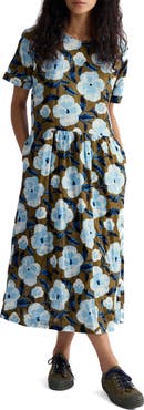 Seasalt Cornwall Brouse Floral Print Organic Cotton Midi Dress