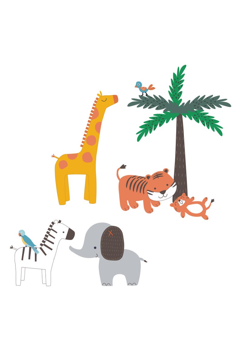 Lollipop Jungle Colorful Safari Themed Wall Decals/Stickers, Main, color, Multicolor