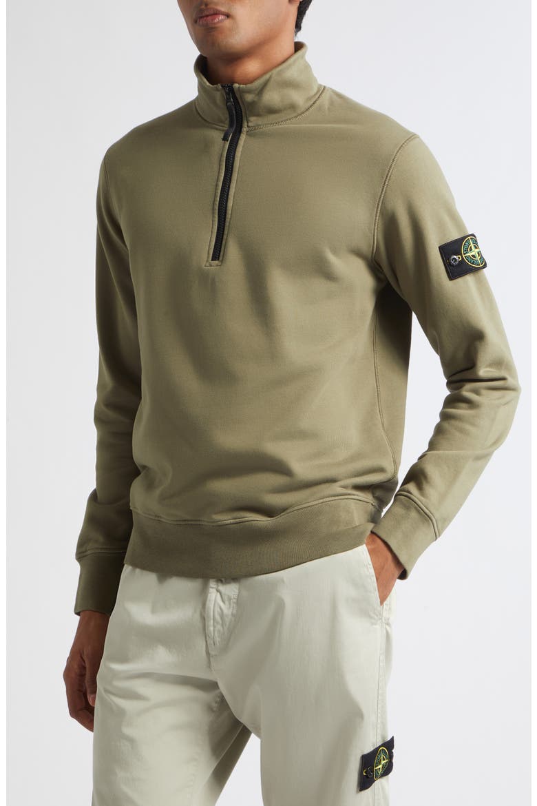 Compass Logo Patch Cotton Quarter Zip Sweatshirt, Alternate, color, V005G MILITARY GREEN