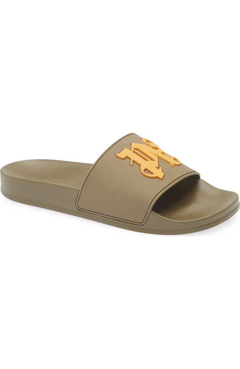 Palm Angels Logo Slide Sandal, Main, color, Forest Green