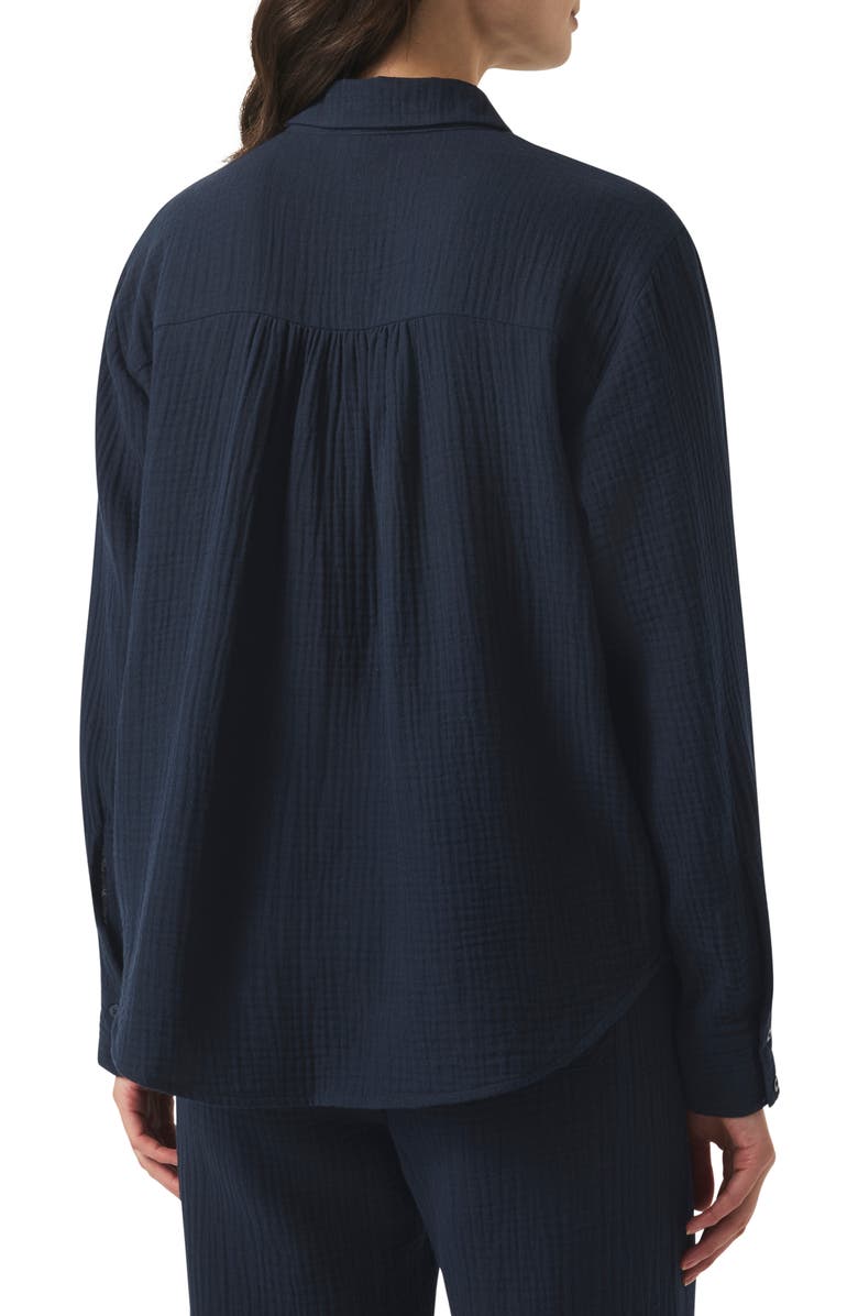 Splendid Adele Oversize Cotton Gauze Button-Up Shirt, Alternate, color, Navy