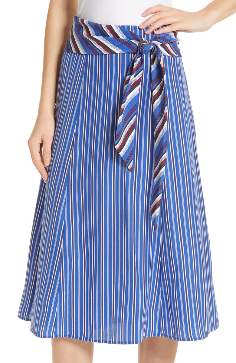 rag & bone Felix Stripe Silk Skirt, Alternate, color, 