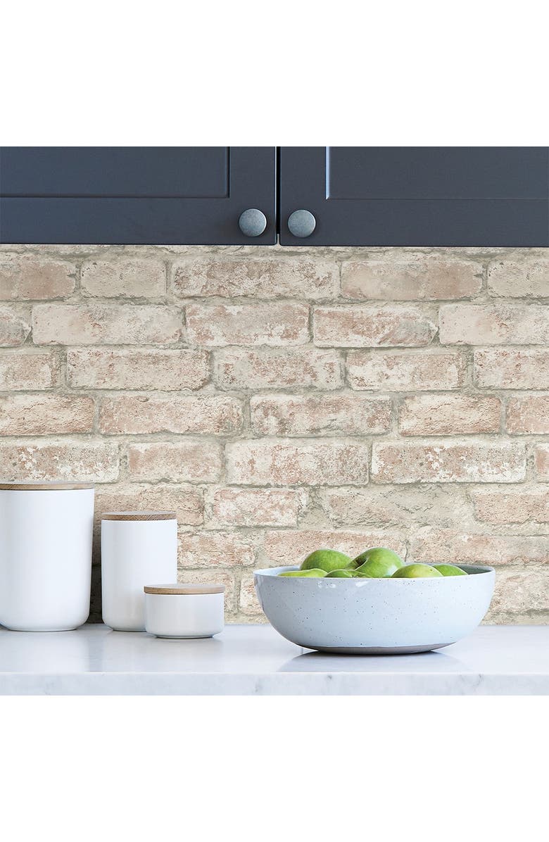 Wallpops White Washed Denver Brick Peel & Stick Wallpaper, Alternate, color, Brown