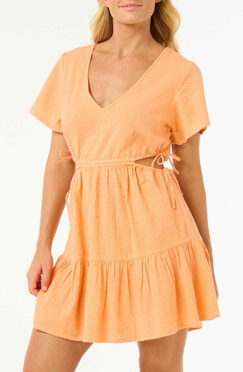 Rip Curl Cala Vadella Waist Cutout Minidress, Main, color, Orange