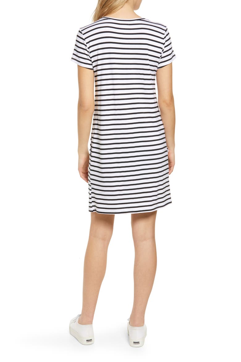 Knit Shift Dress, Alternate, color, WHITE- BLACK STRIPE