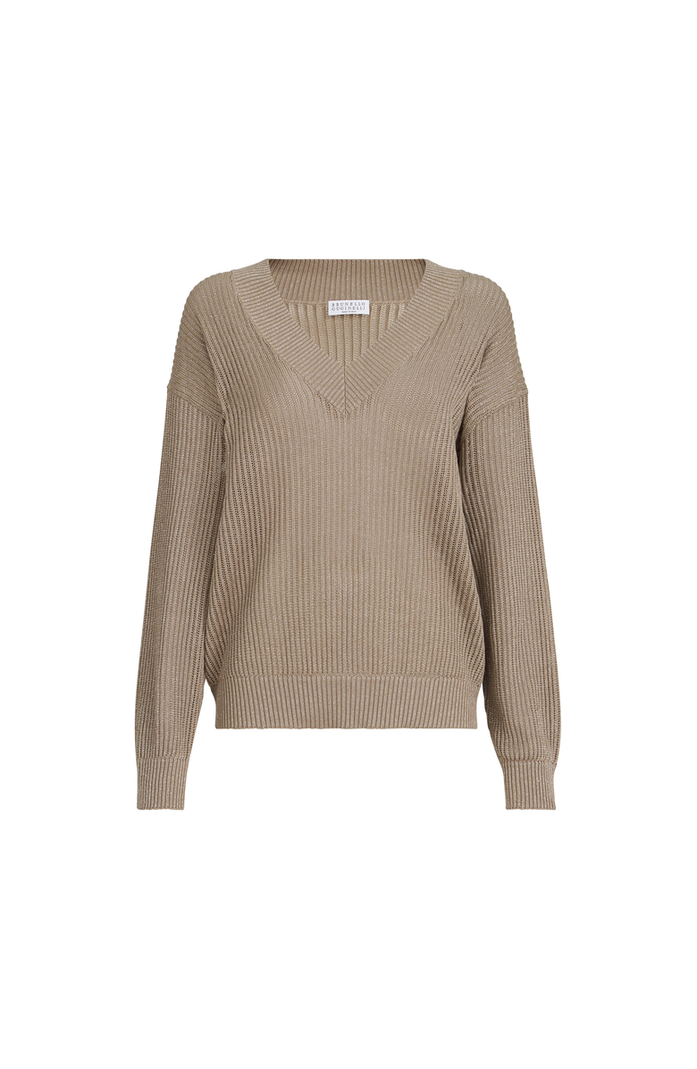 Brunello Cucinelli Ribbed net sweater, Alternate, color, Walnut