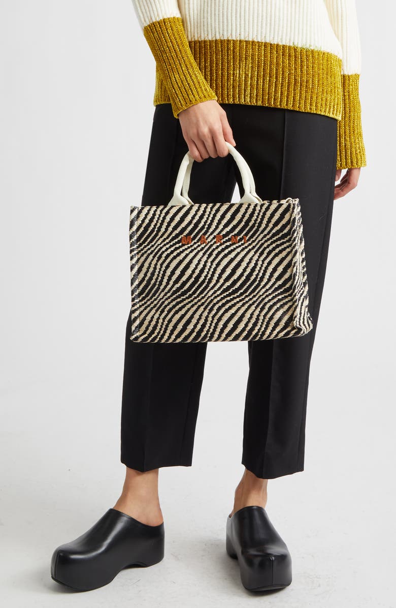 Marni Small Logo Basket Bag, Alternate, color, 00N99 Black