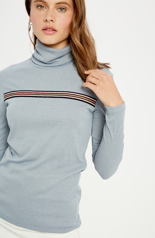 Wishlist Stripe Turtleneck Top In Gray