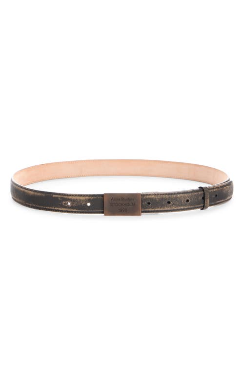Acne Studios 1996 Logo Plaque Vintaged Leather Belt In Gray