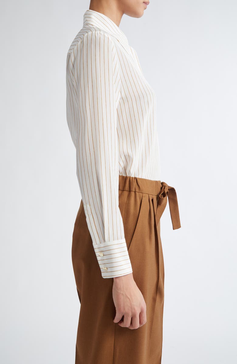 Max Mara Studio Lama Stripe Silk Crêpe de Chine Button-Up Shirt, Alternate, color, 