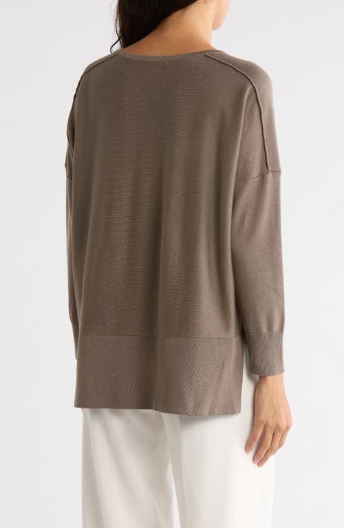 Adrianna Papell Drop Shoulder Tunic Sweater In Gray