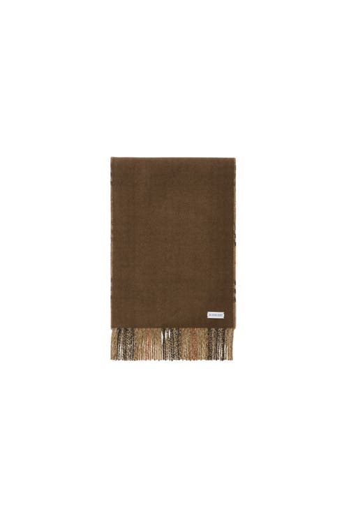 Burberry Reversible Check Cashmere Scarf In Sand/bison