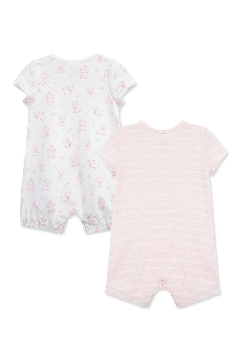 Puppies 2-Pack Organic Cotton Rompers, Alternate, color, PINK