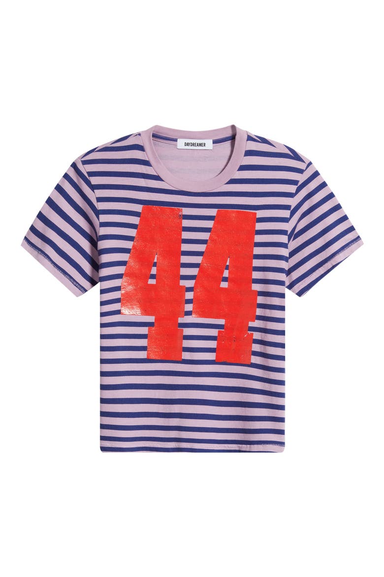 44 Stripe Crop Graphic T-Shirt, Alternate, color, HAZY ORCHID COMBO