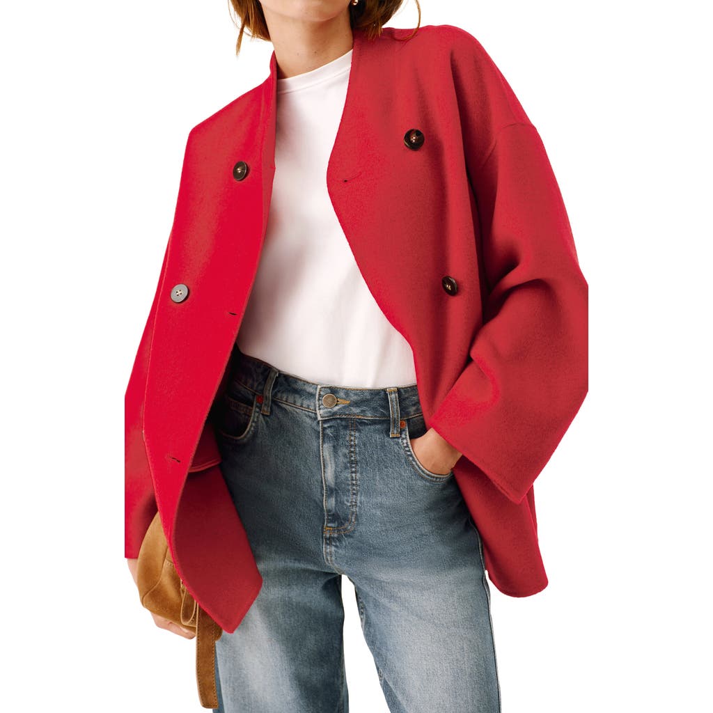 Mint Velvet Wool Blend Hand Finished Scarf Coat In Red