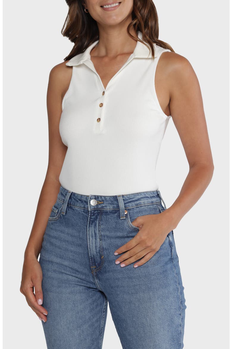 Eliza Polo Tank Top, Main, color, WHITE