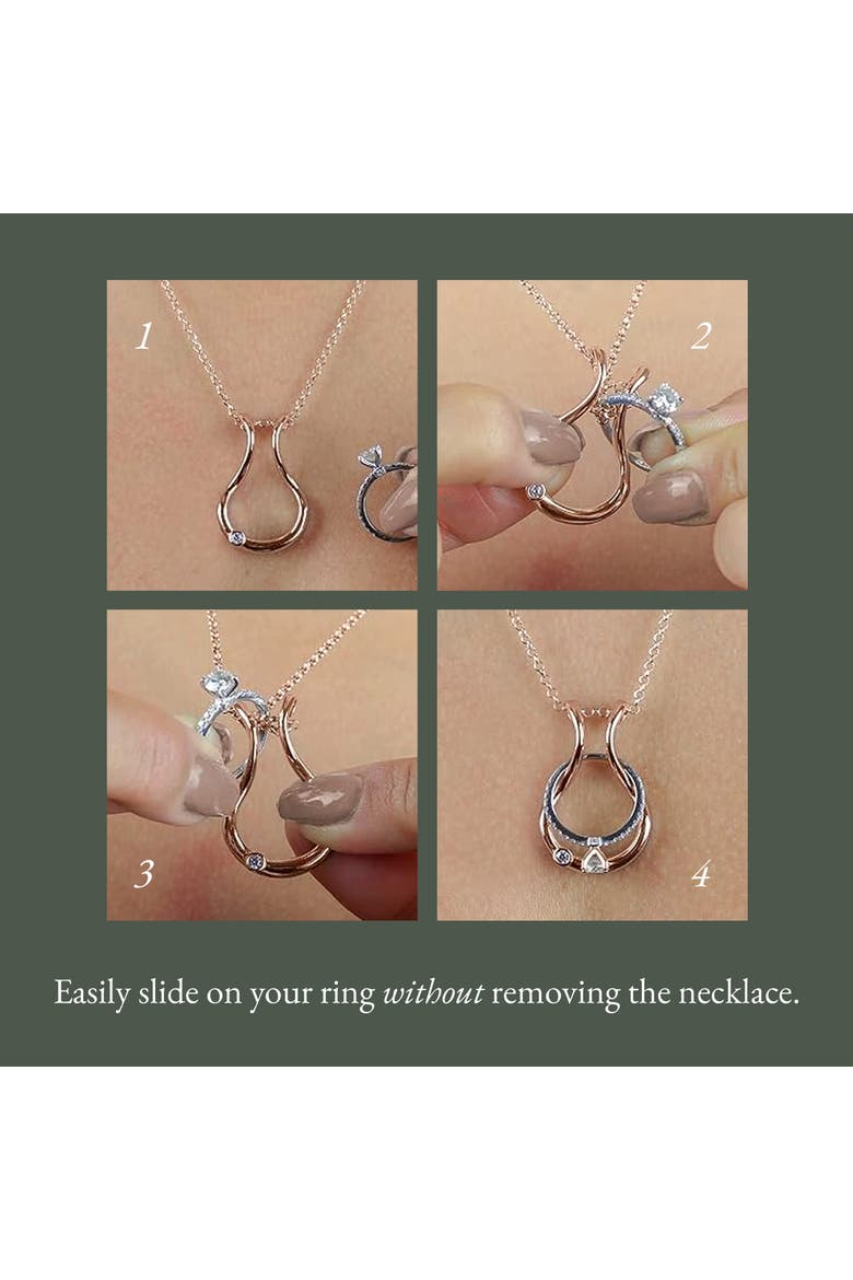 Original Bezel Ring Holder Necklace, Stainless Steel Wedding & Engagement, Gender Inclusive, Alternate, color, RoseGold