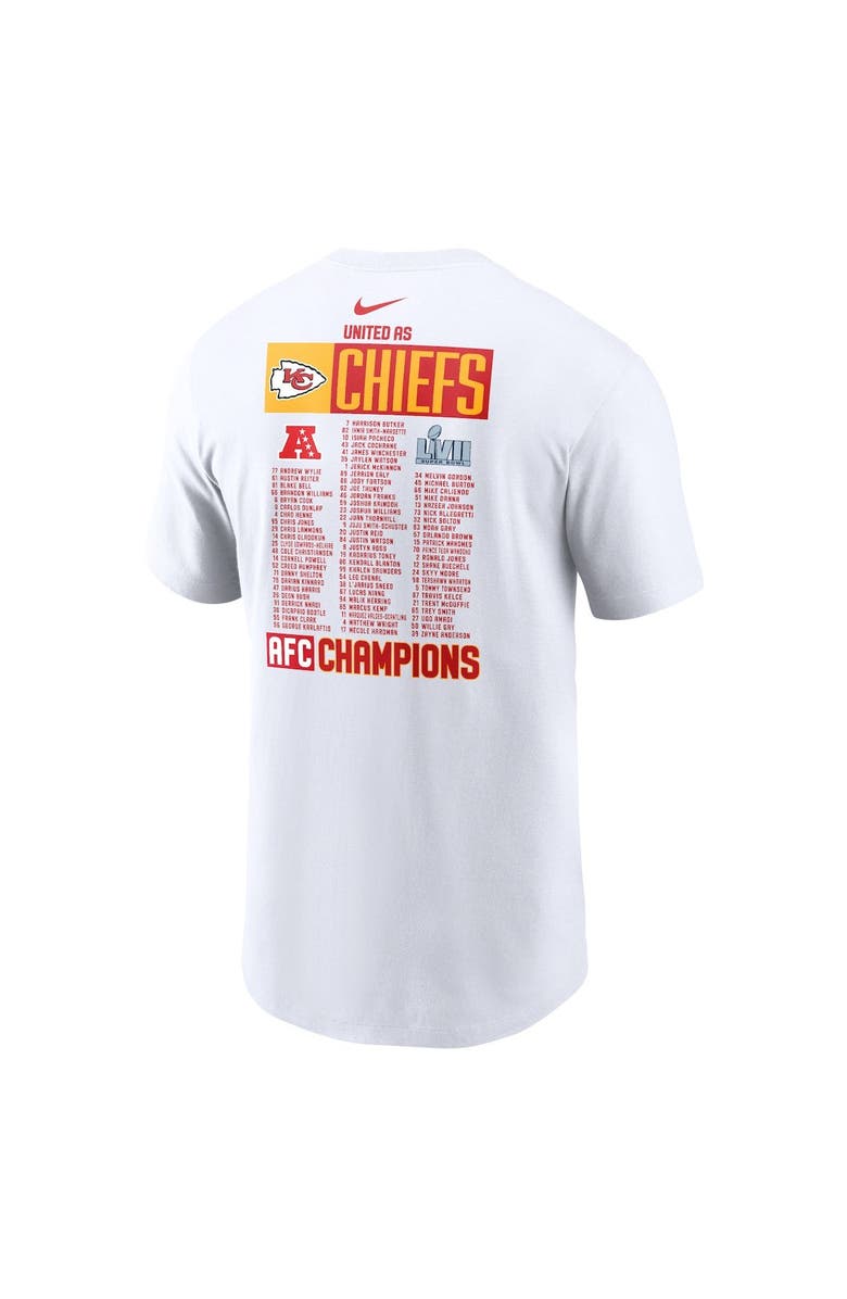 Nike Men's Nike White Kansas City Chiefs 2022 AFC Champions Roster T-Shirt, Alternate, color, 