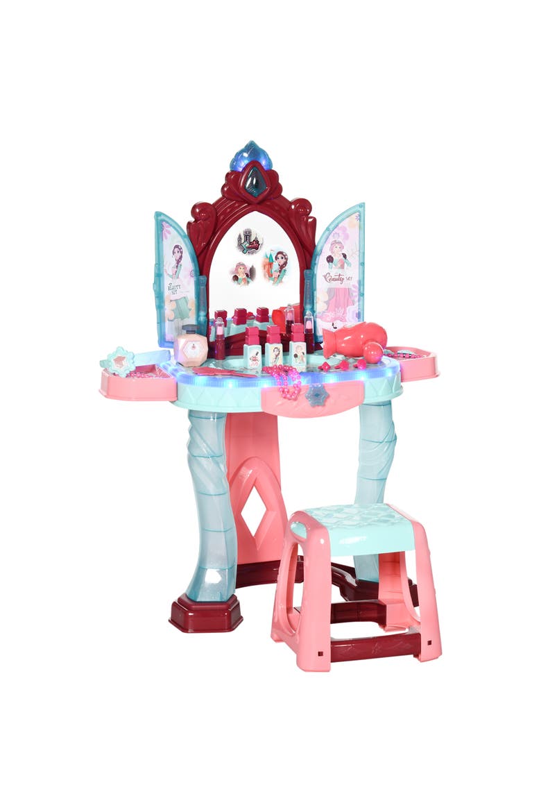 Kids Vanity Set with Chair, 31-Piece Collection, Mirror, Music, Light, Main, color, Blue