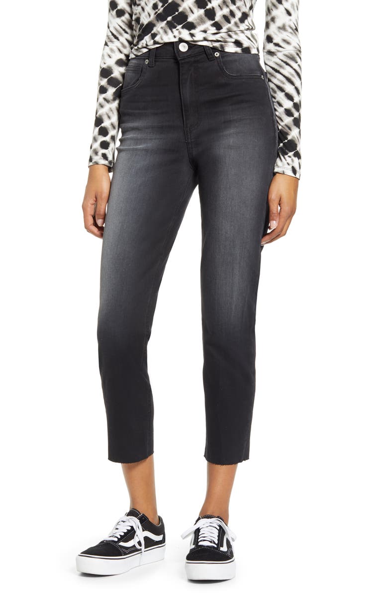 STS Blue Alicia High Waist Raw Hem Crop Straight Leg Jeans, Main, color,