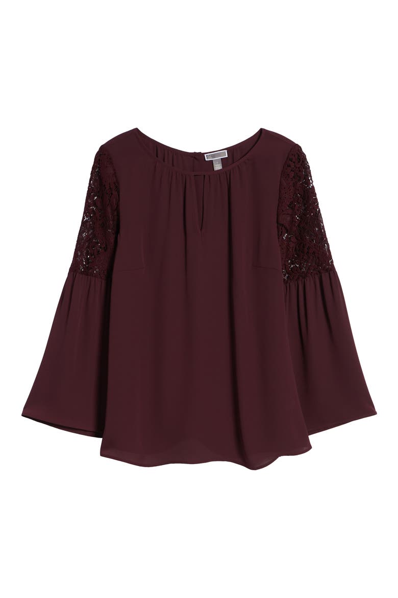 Lace Bell Sleeve Top, Alternate, color, BURGUNDY STEM