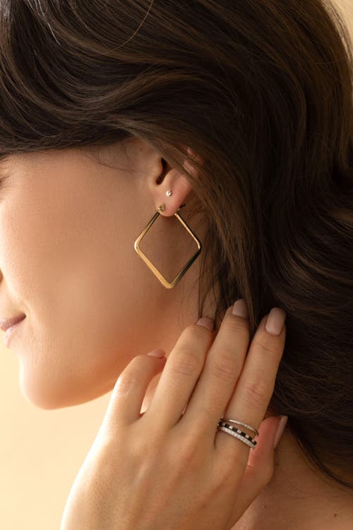Mint & Lily Geometric Girl Boss Hoop Earrings In Silver