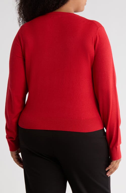 Nordstrom Rack Crewneck Button Front Cardigan In Red